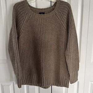 American Eagle Outfitters Women's Jegging Chunky Knit Sweater- Gray/Taupe - M